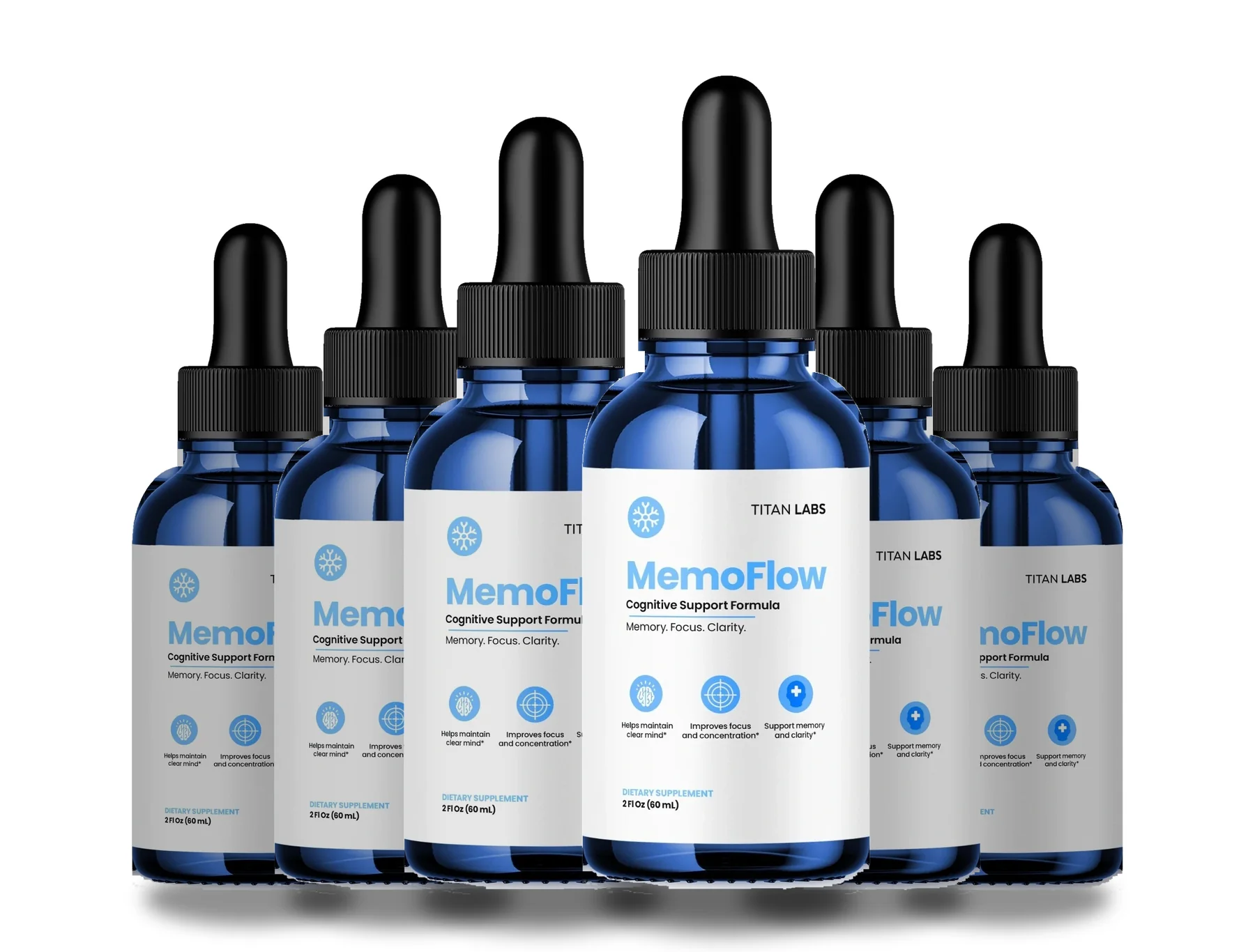 Six bottles of MemoFlow drops